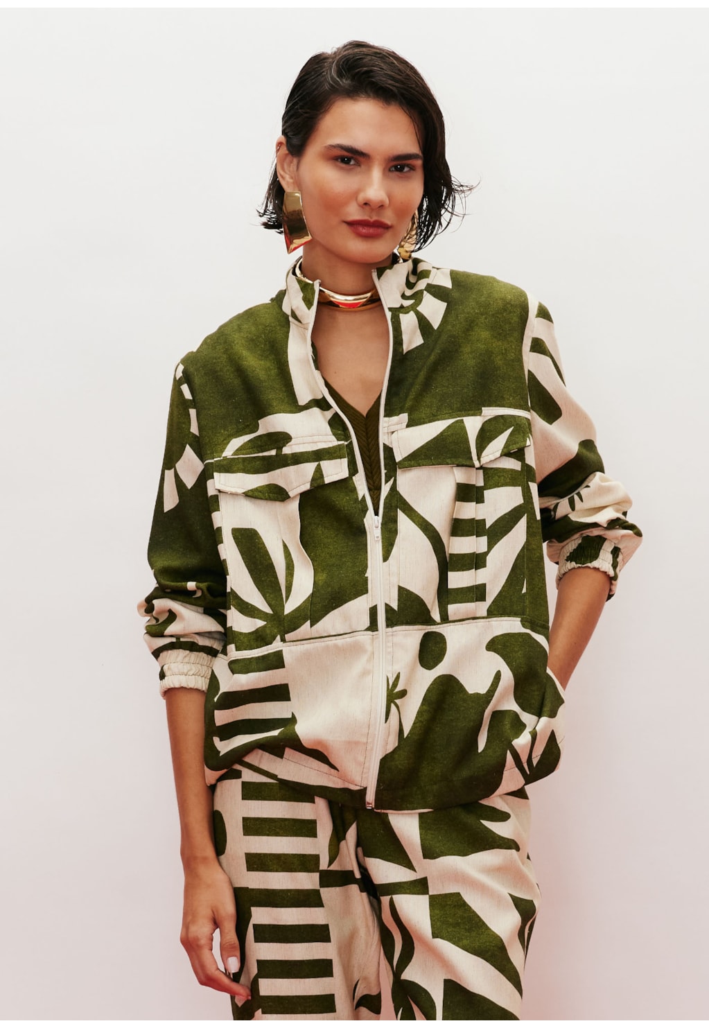 Jaqueta Quadrada Estampada Bossa Nova