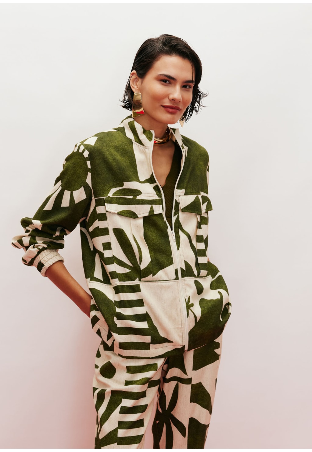 Jaqueta Quadrada Estampada Bossa Nova