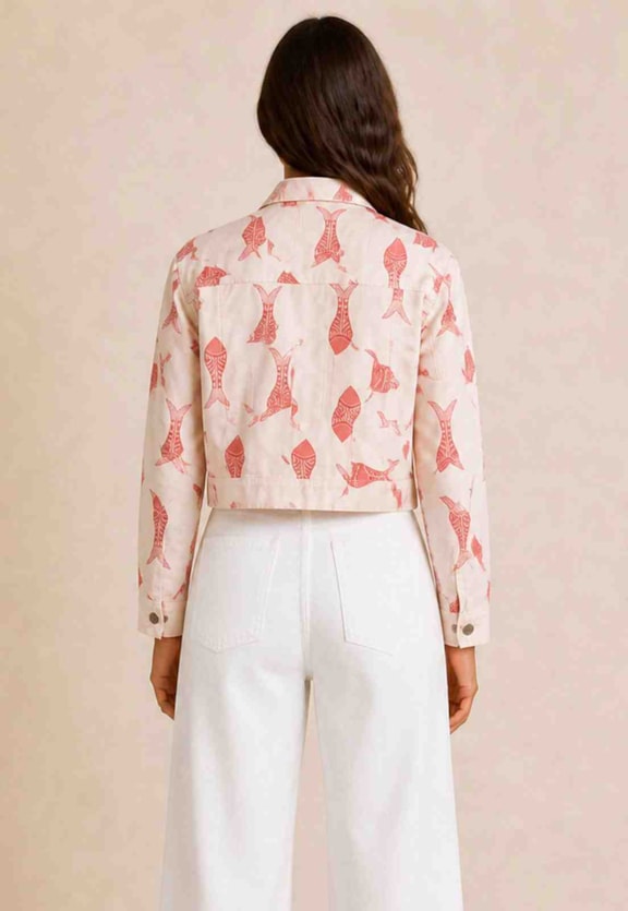 Jaqueta Sarja Estampada  Vista Traseira