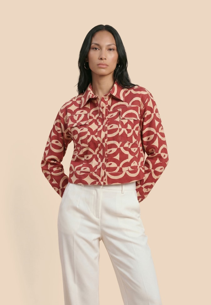 Jaqueta Sarja Estampada 