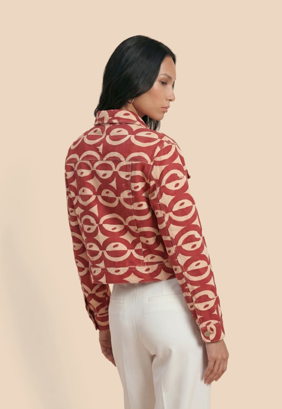 Jaqueta Sarja Estampada  Vista Traseira
