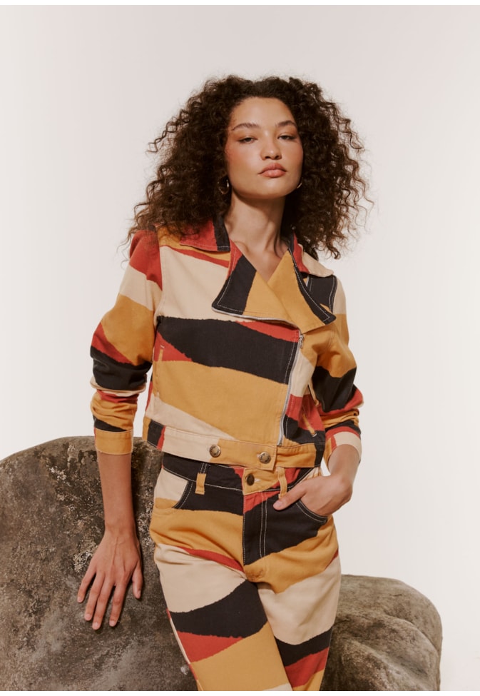 Jaqueta Sarja Estampada Relevo