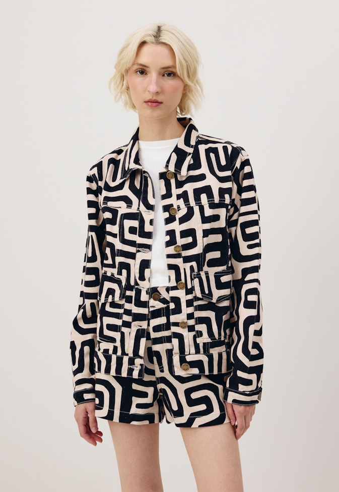 Jaqueta Sarja Estampada Yala Preto