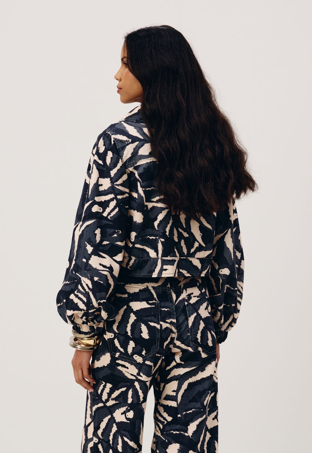 Jaqueta Sarja Manga Bufante Estampada Pararú