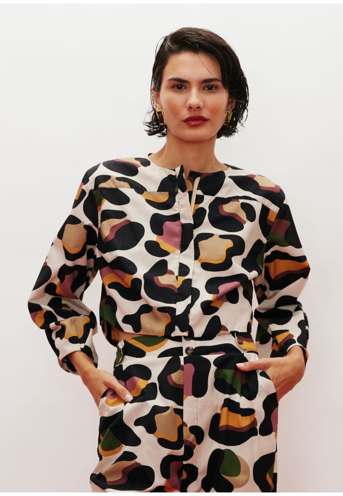 Jaqueta Zíper Embutido Estampada Kizumba