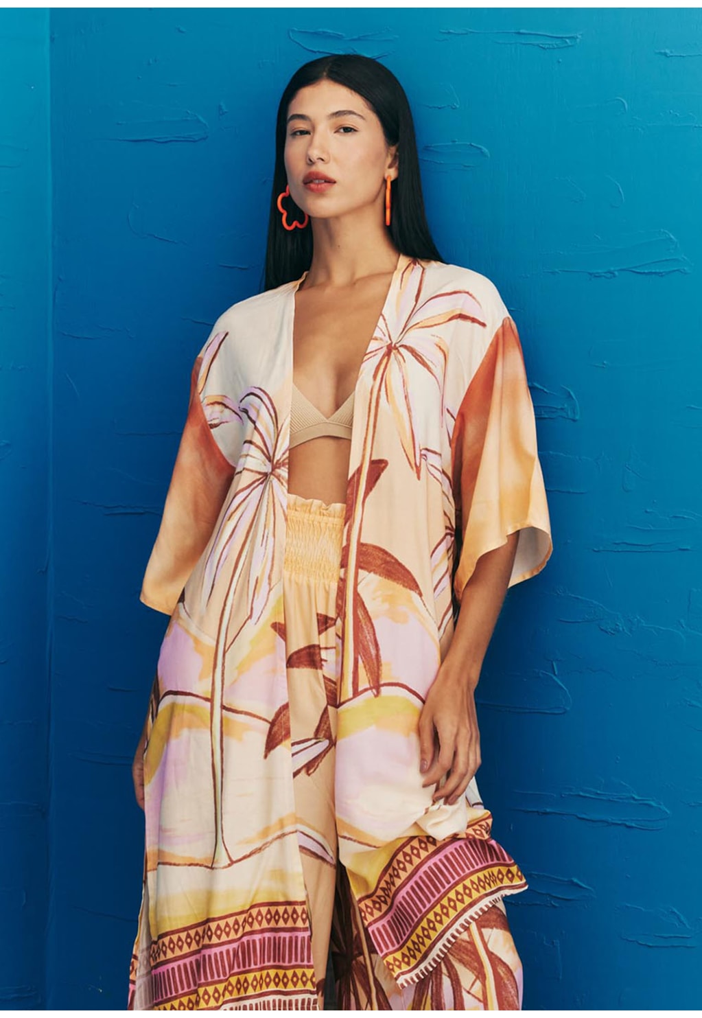 Kimono Alongado Estampado El Coquito