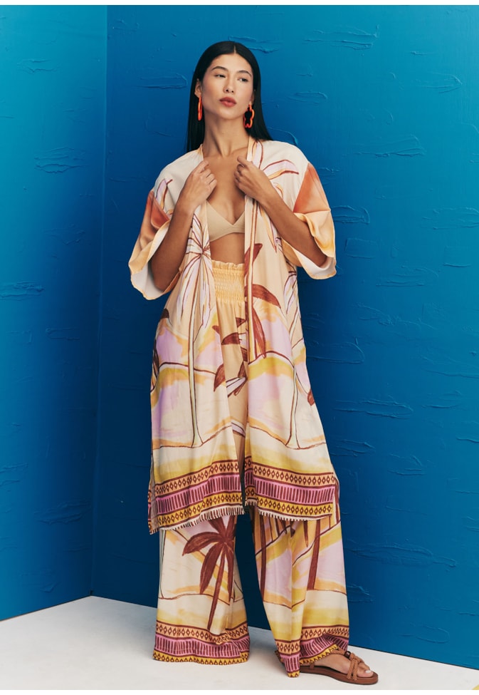 Kimono Alongado Estampado El Coquito