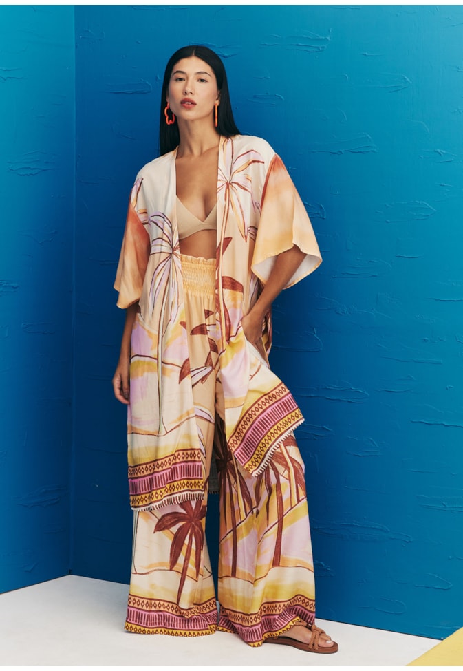 Kimono Alongado Estampado El Coquito