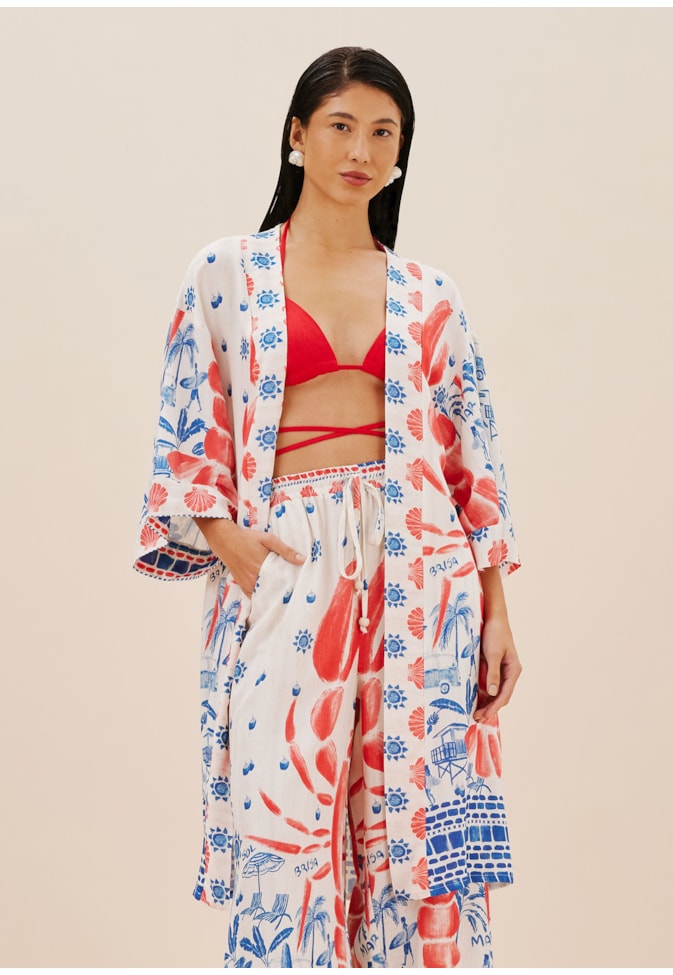 Kimono Alongado Estampado Icapui