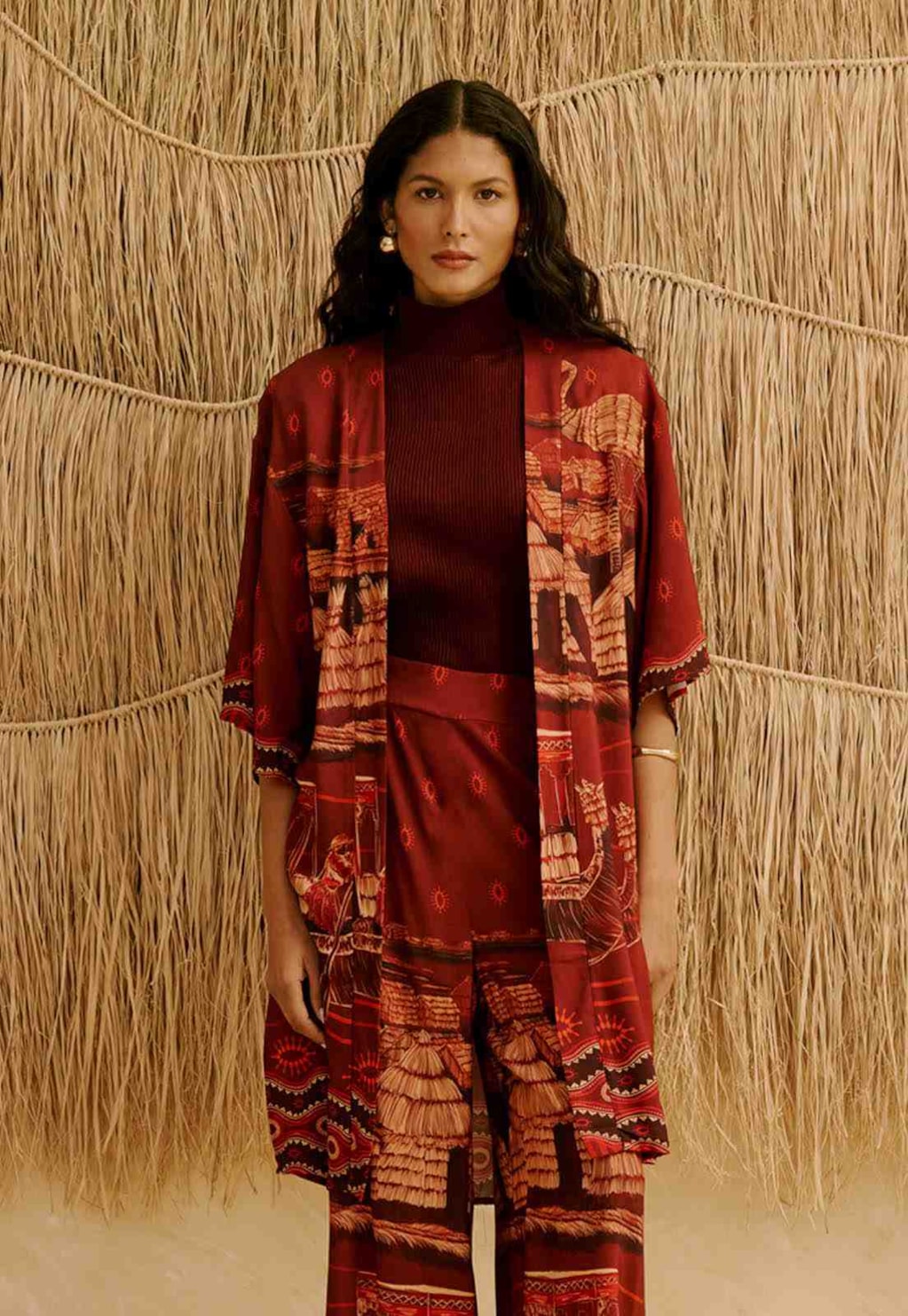 Kimono Alongado Estampado Lago Titicaca