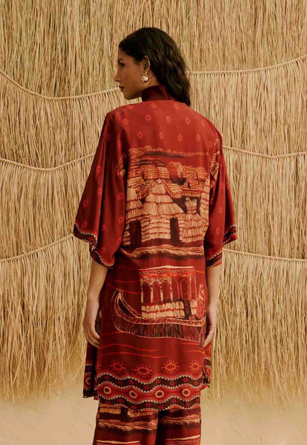 Kimono Alongado Estampado Lago Titicaca