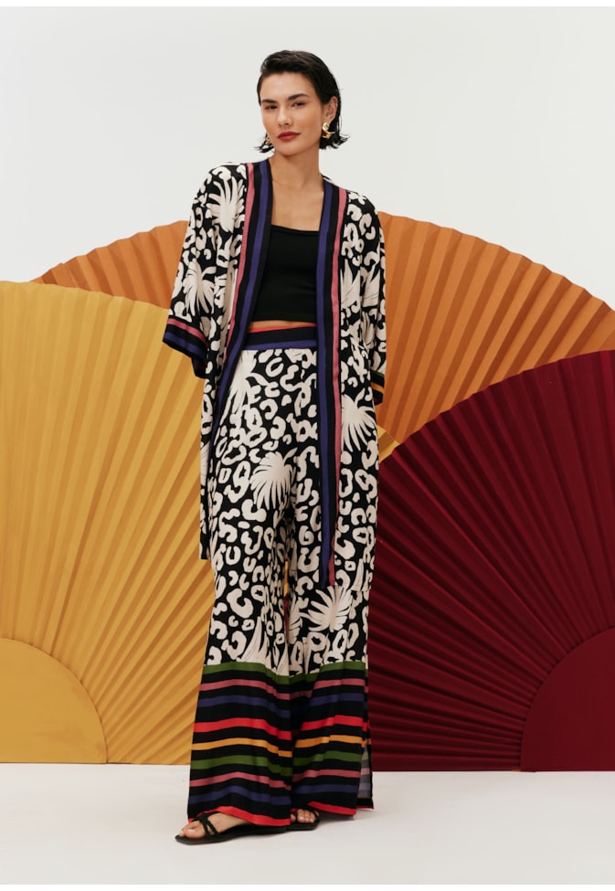 Kimono Alongado Estampado Maracatú