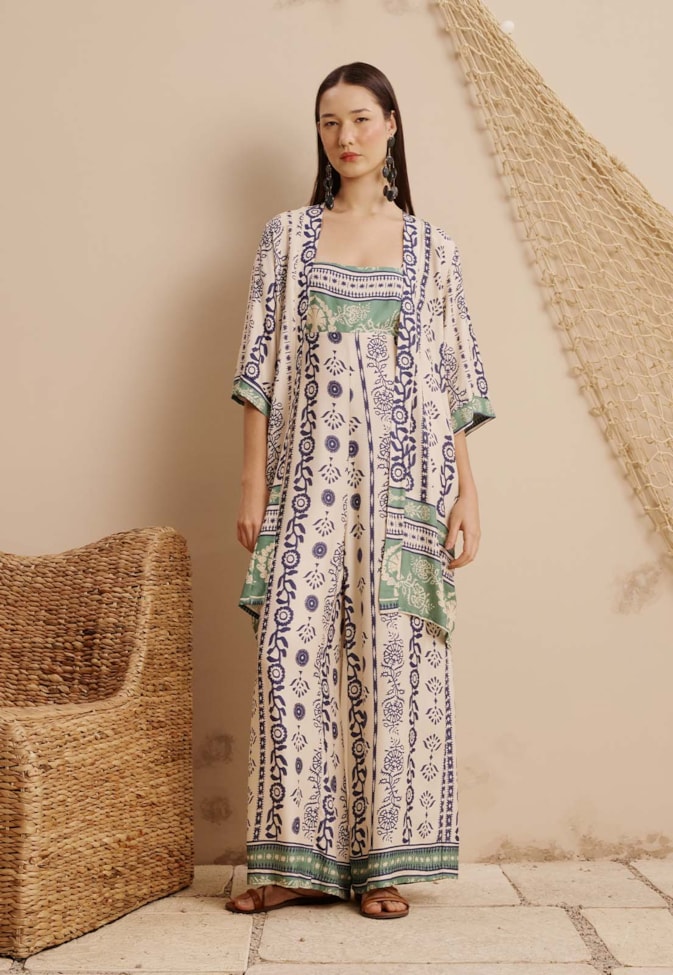 Kimono Alongado Estampado Vinca