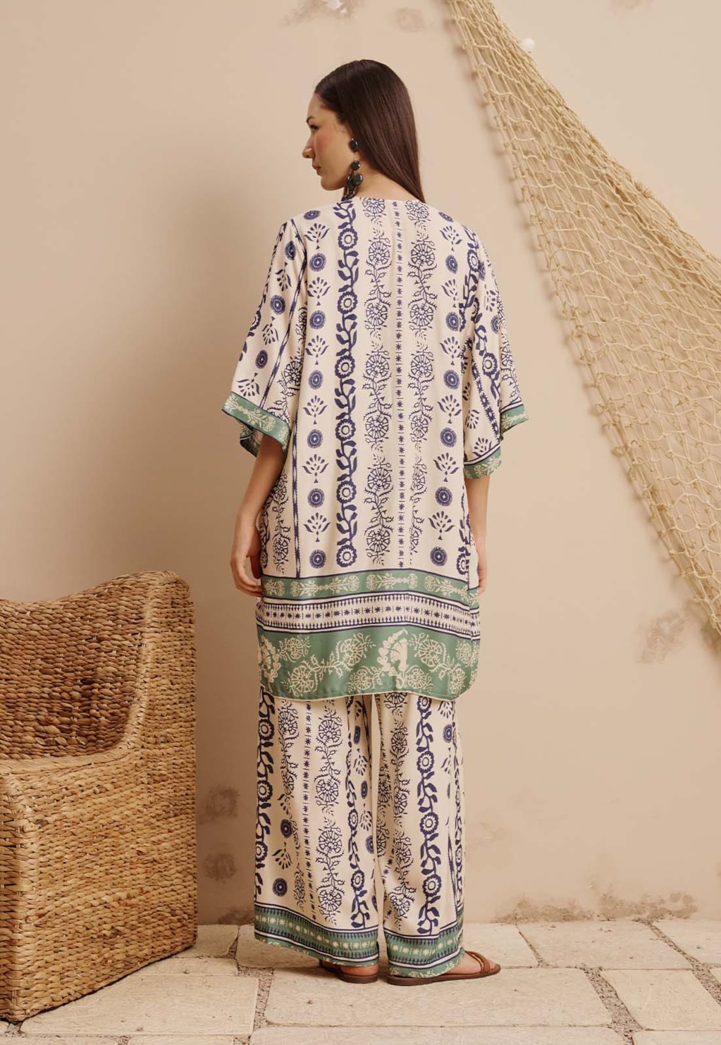 Kimono Alongado Estampado Vinca