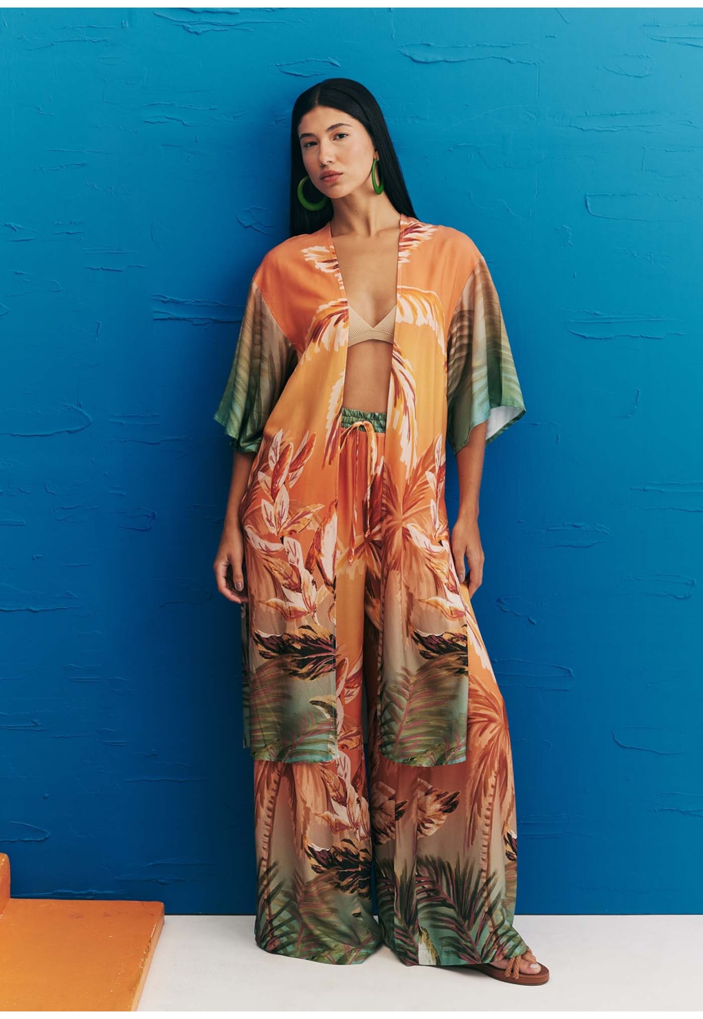 Kimono Decote Reto Estampado Trancoso