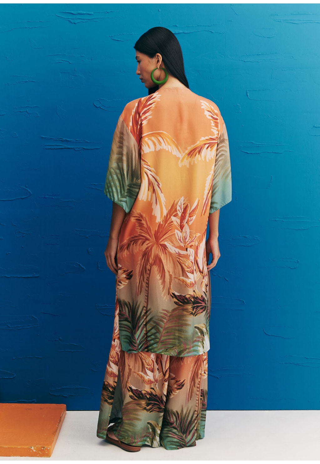 Kimono Decote Reto Estampado Trancoso