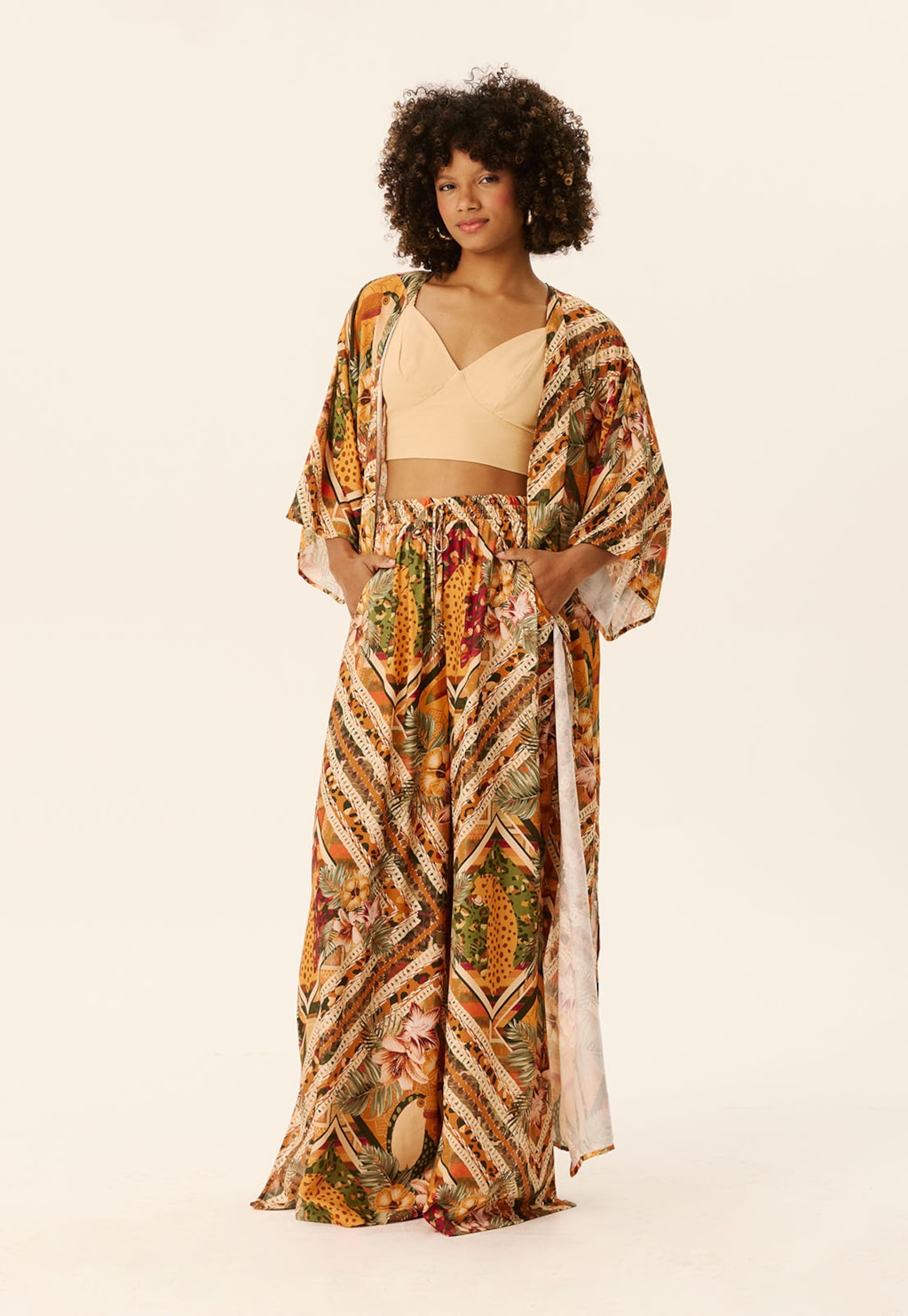 Kimono Longo Estampado Panamá