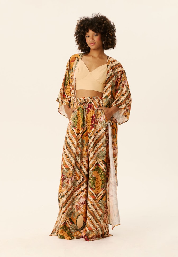Kimono Longo Estampado Panamá