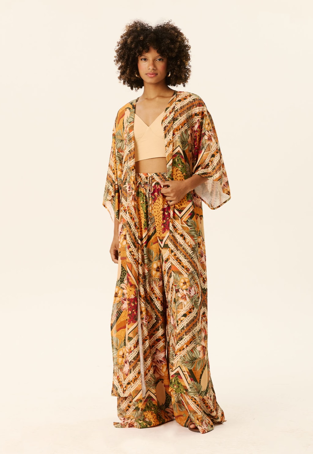 Kimono Longo Estampado Panamá