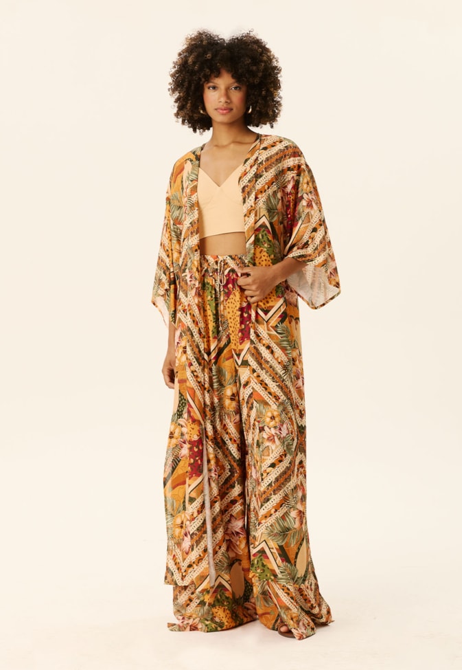Kimono Longo Estampado Panamá