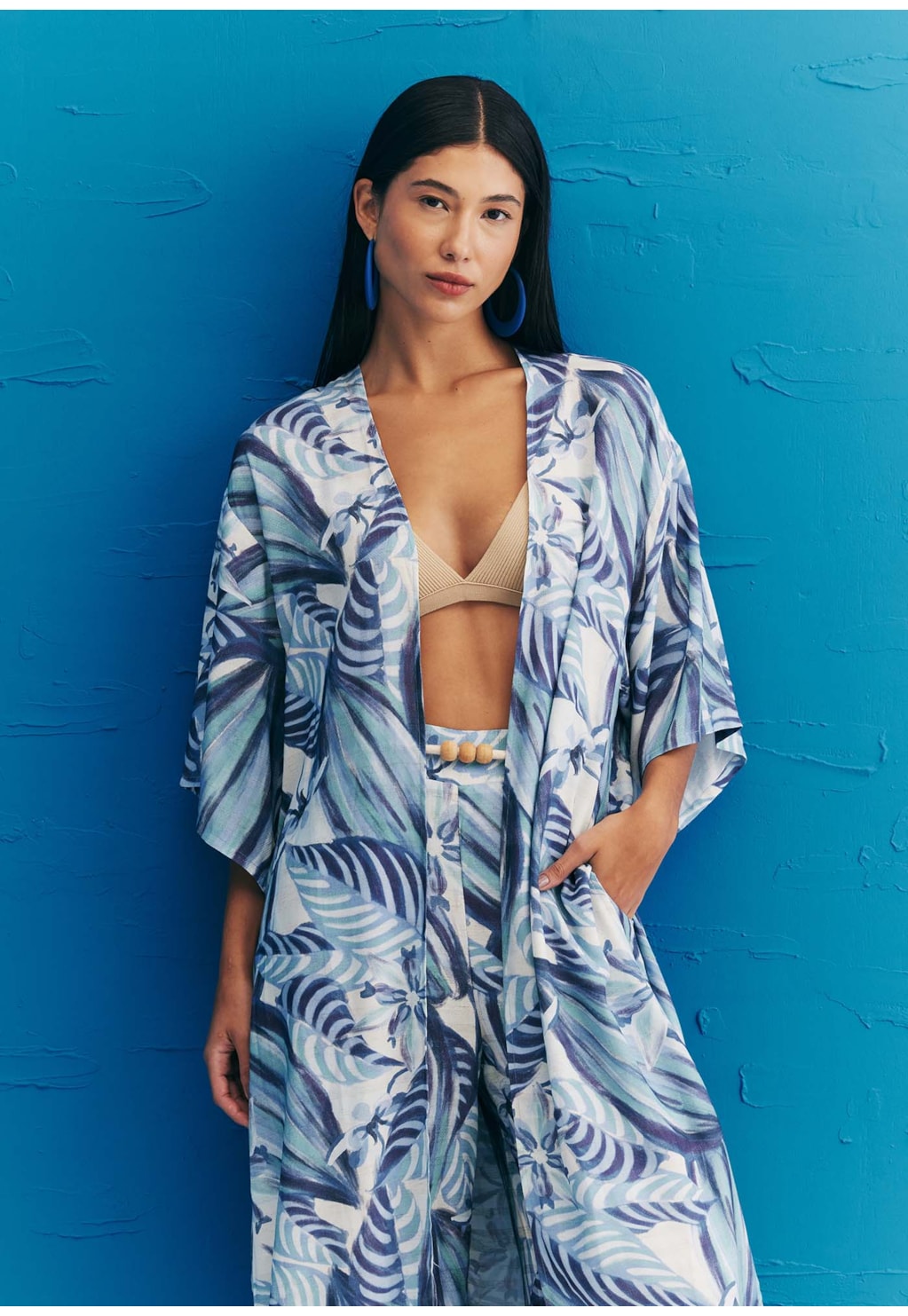 Kimono Pontas Estampado Cacau Arriba