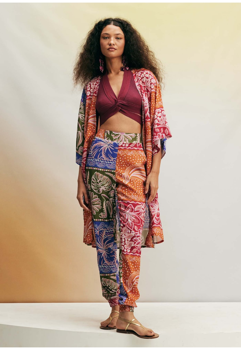 Kimono Tecido Estampado Patch Pará 