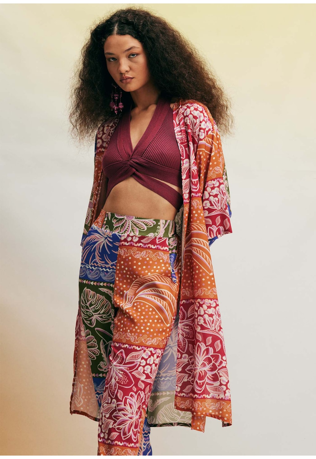 Kimono Tecido Estampado Patch Pará 