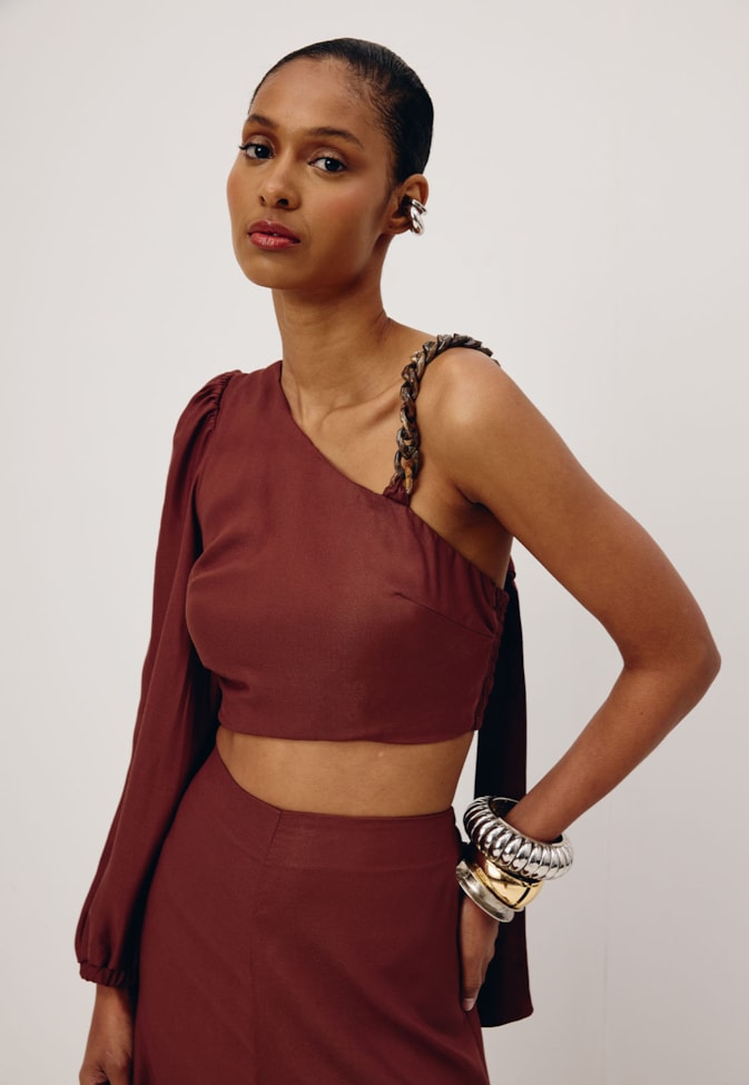 Macacão Abertura Cintura Detalhe Corrente