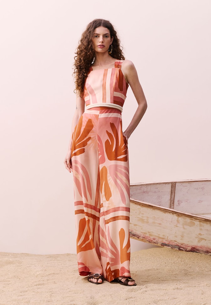 Macacão Alça Faixa Estampado Igarapés