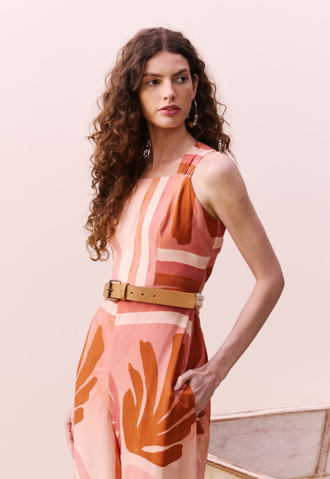 Macacão Alça Faixa Estampado Igarapés