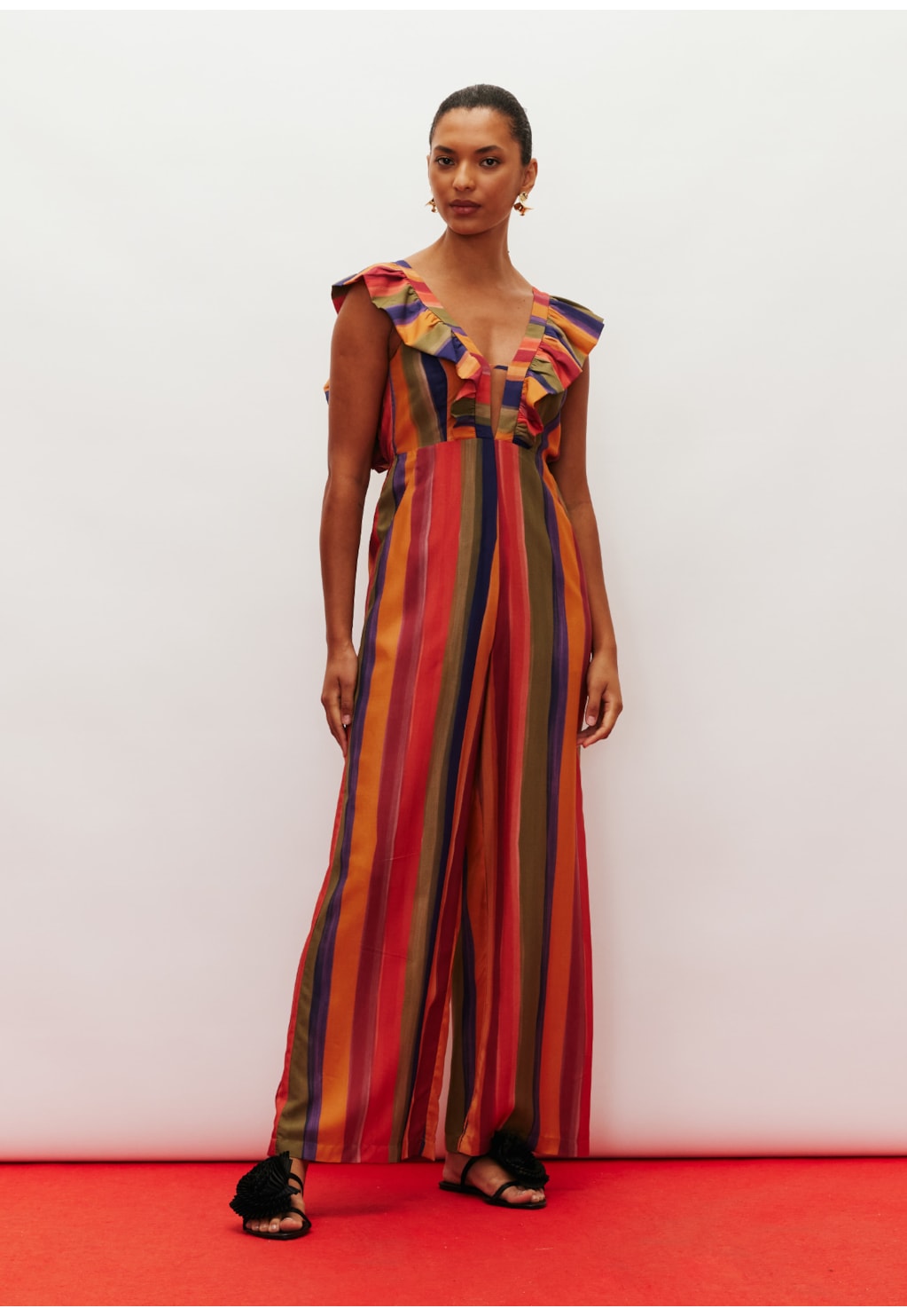 Macacão Amplo Babadinho Estampado Xaxado