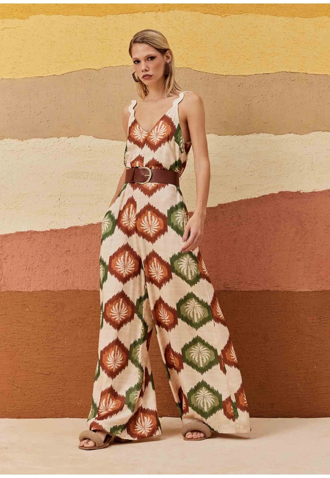 Macacão Amplo Estampado Andina