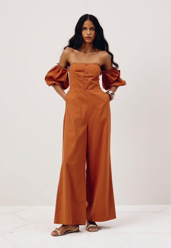 Macacão Amplo Manga Bufante