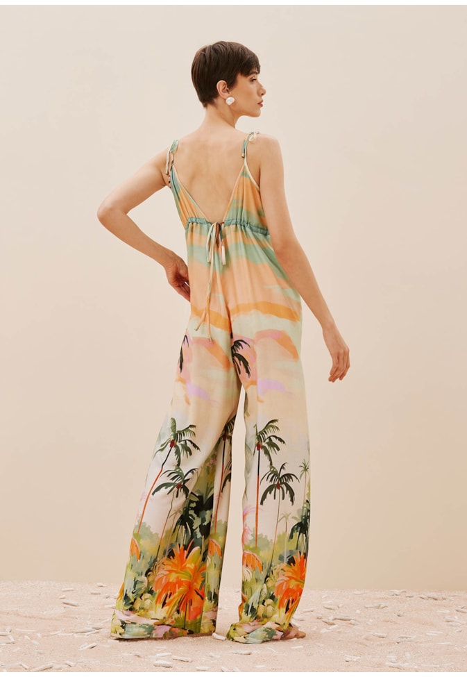 Macacão Amplo Túnel Busto Estampado Caraíva