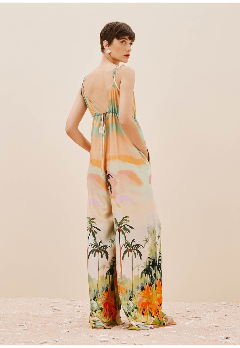 Macacão Amplo Túnel Busto Estampado Caraíva