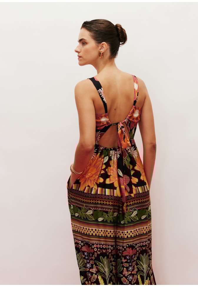 Macacão Amplo Túnel Costas Estampado Gafieira