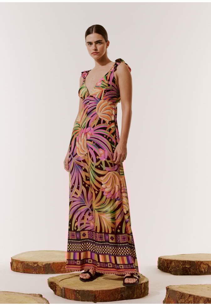 Macacão com Babadinho na Alça Estampado Lobeira