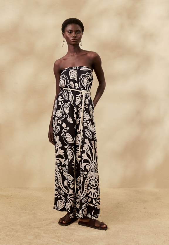 Macacão Com Corda Estampado Cacau Rei Vista Frontal