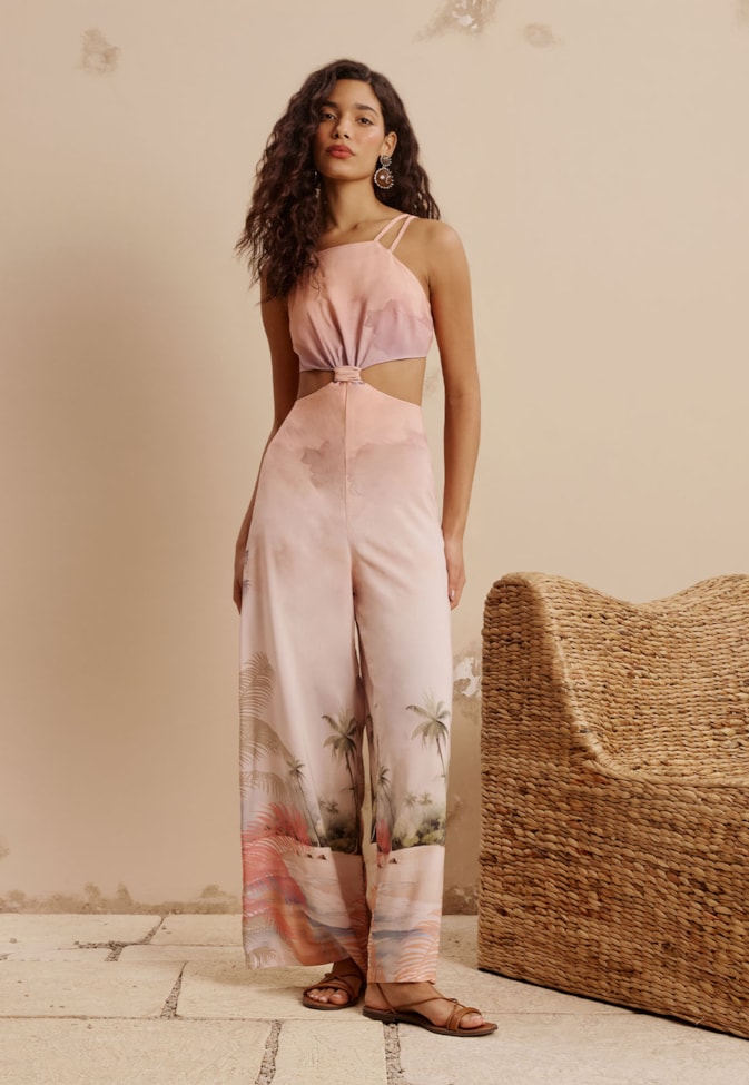 Macacão Cut Out Estampado Ilha do Combu