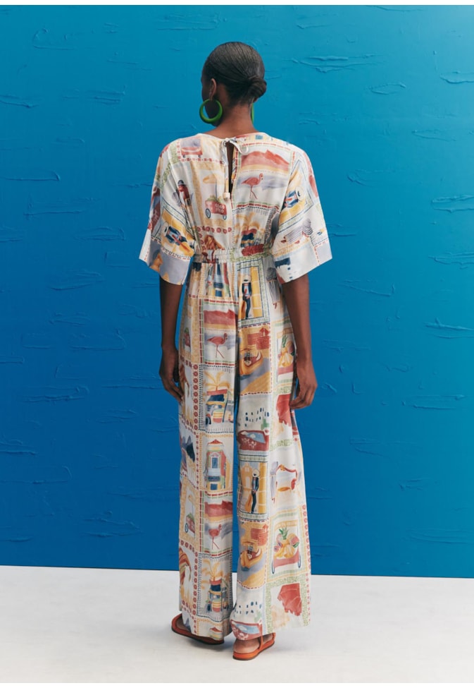 Macacão Decote Cachecour Estampado Buena Vista