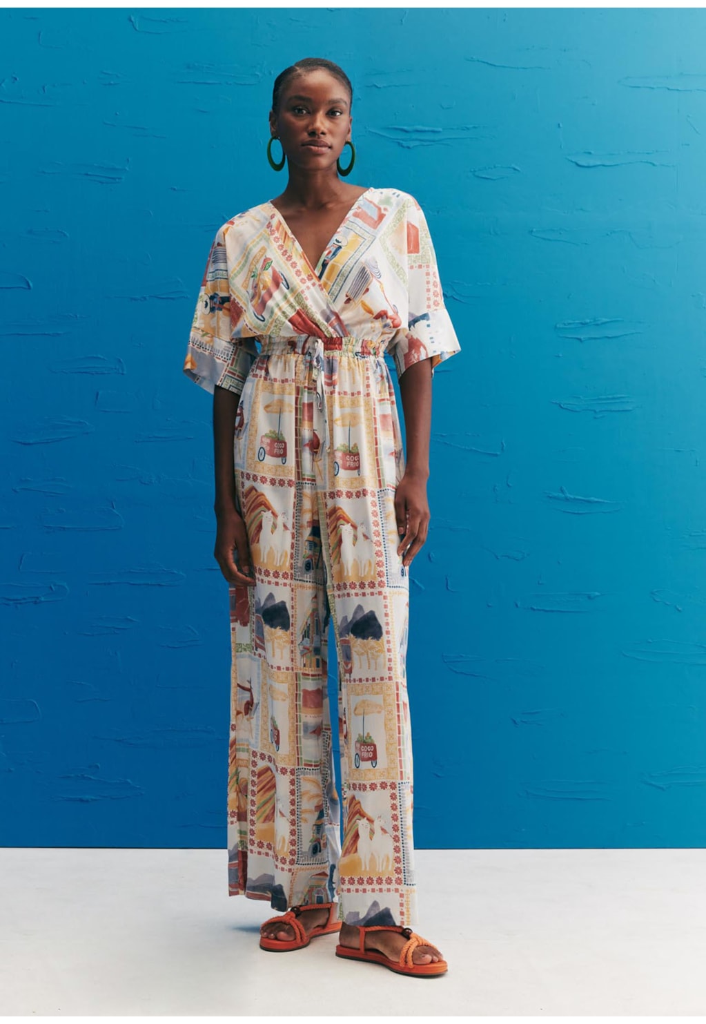 Macacão Decote Cachecour Estampado Buena Vista