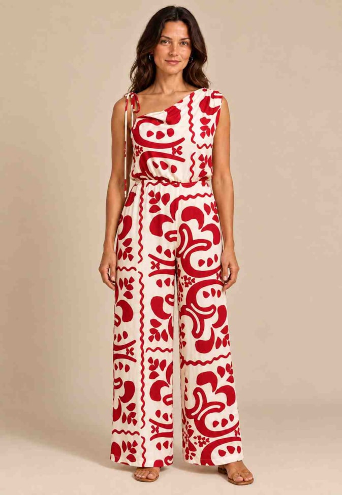 Macacão Decote Degagê Estampado