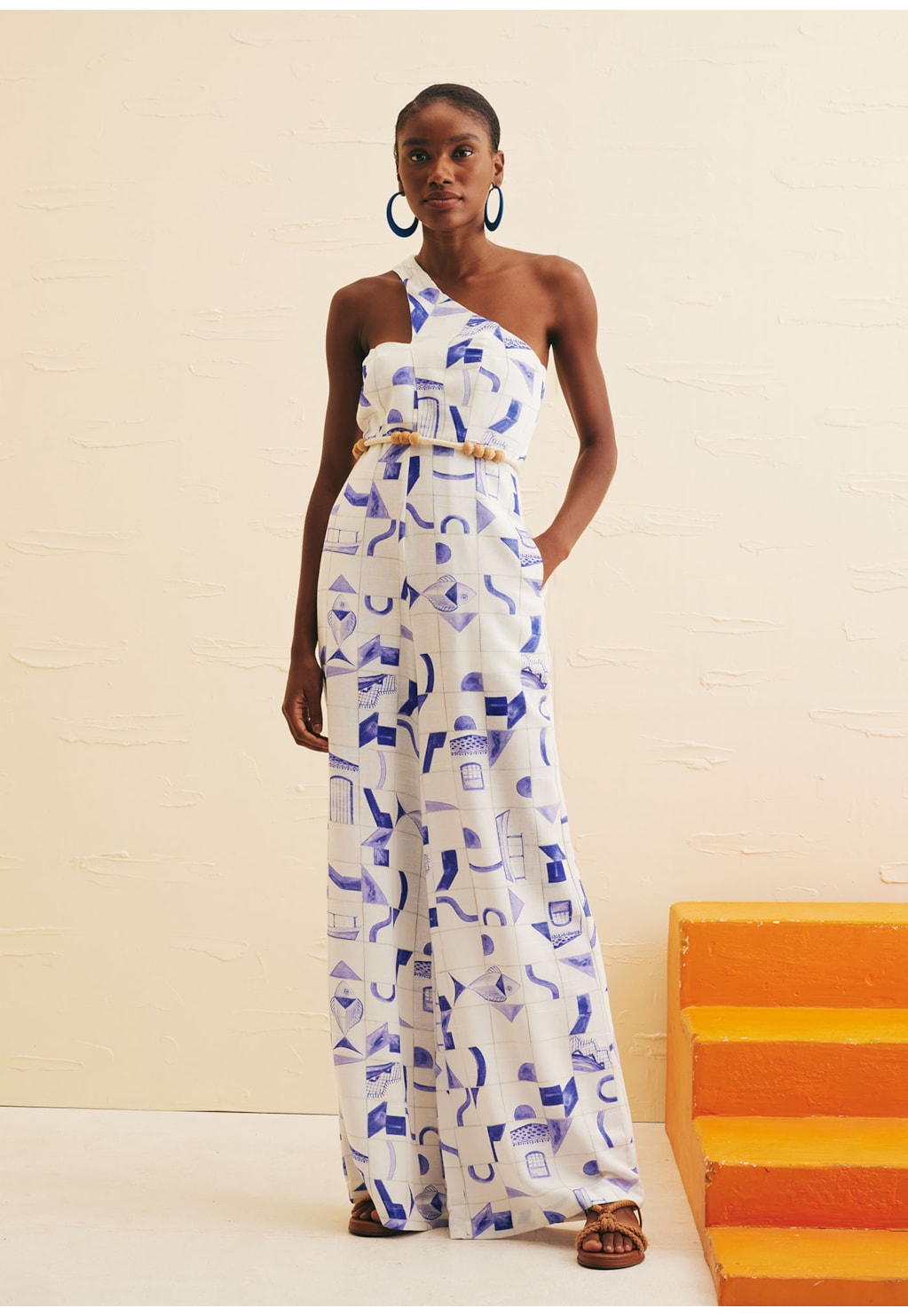 Macacão Decote Transpassado Estampado Paraty