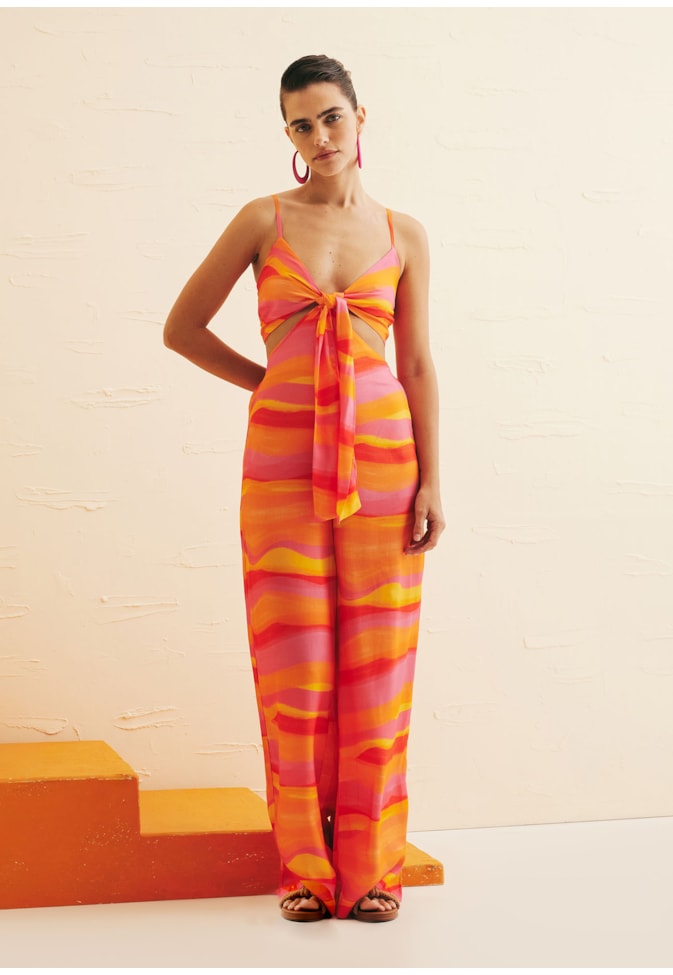 Macacão Detalhe Amarração Estampado Jujuy