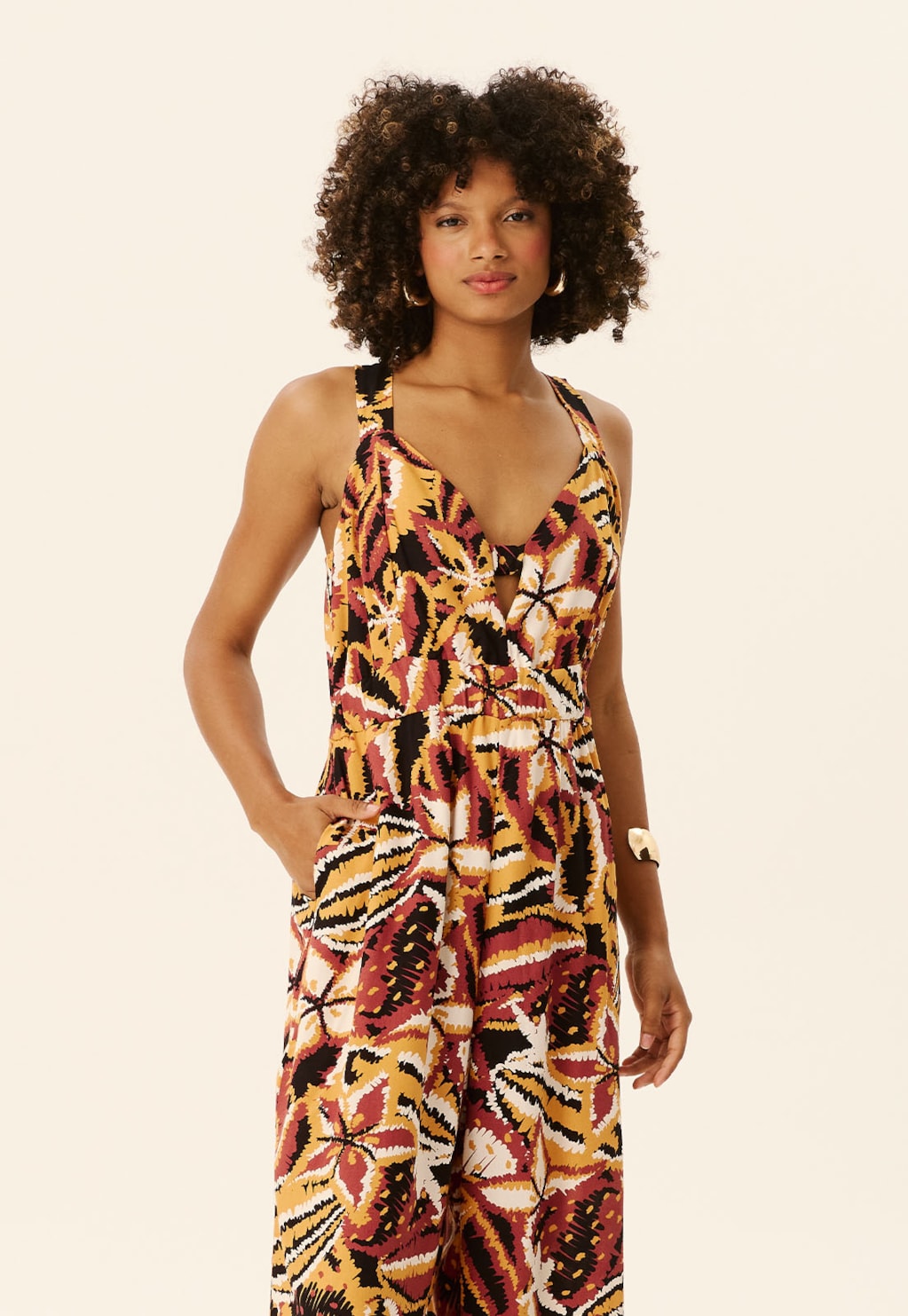 Macacão Detalhe Elástico Frente Estampado Lambada