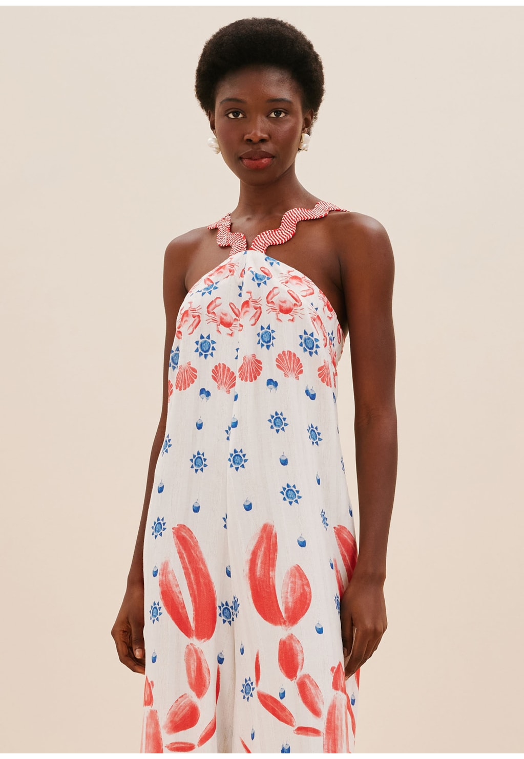 Macacão Detalhe Sianinha Pescoço Estampado Icapui