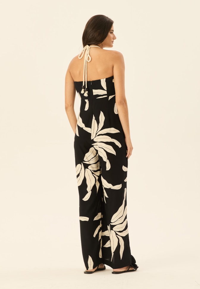 Macacão Detalhe Túnel Corda Estampado Floral