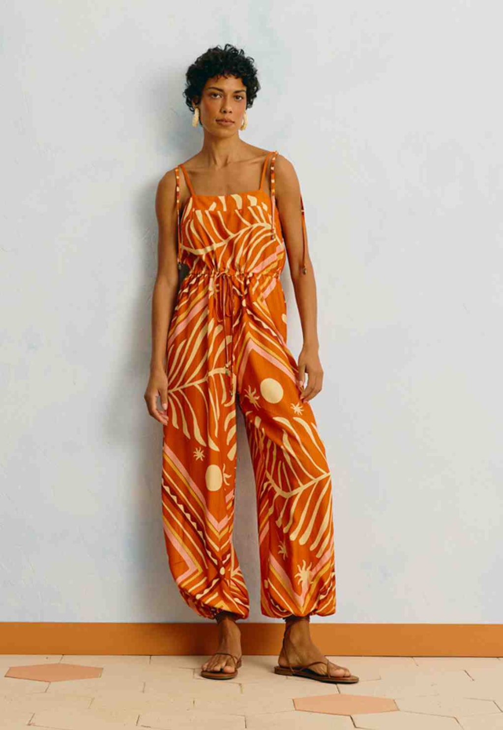 Macacão Estampado Lenço Folhagem