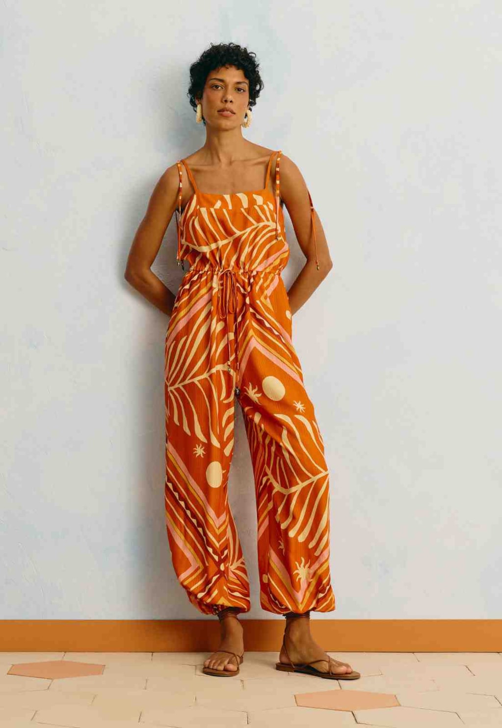 Macacão Estampado Lenço Folhagem