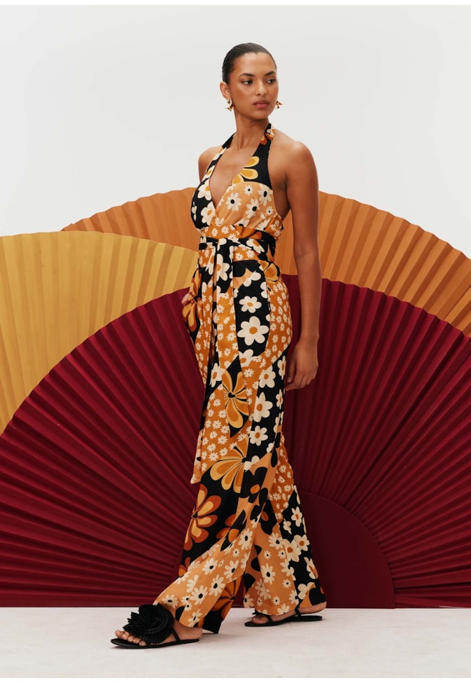 Macacão Frente Única Estampado Salsa